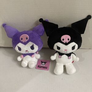 Sanrio Kuromi Plush Lot of 2 Purple 6" w/ Tag + Black 8" Kawaii Stuffed Toy